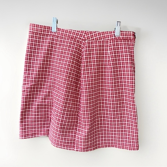 Hollister Skirt Women's Medium Short Mini Slit Ultra High Rise Red White Plaid - Picture 2 of 9